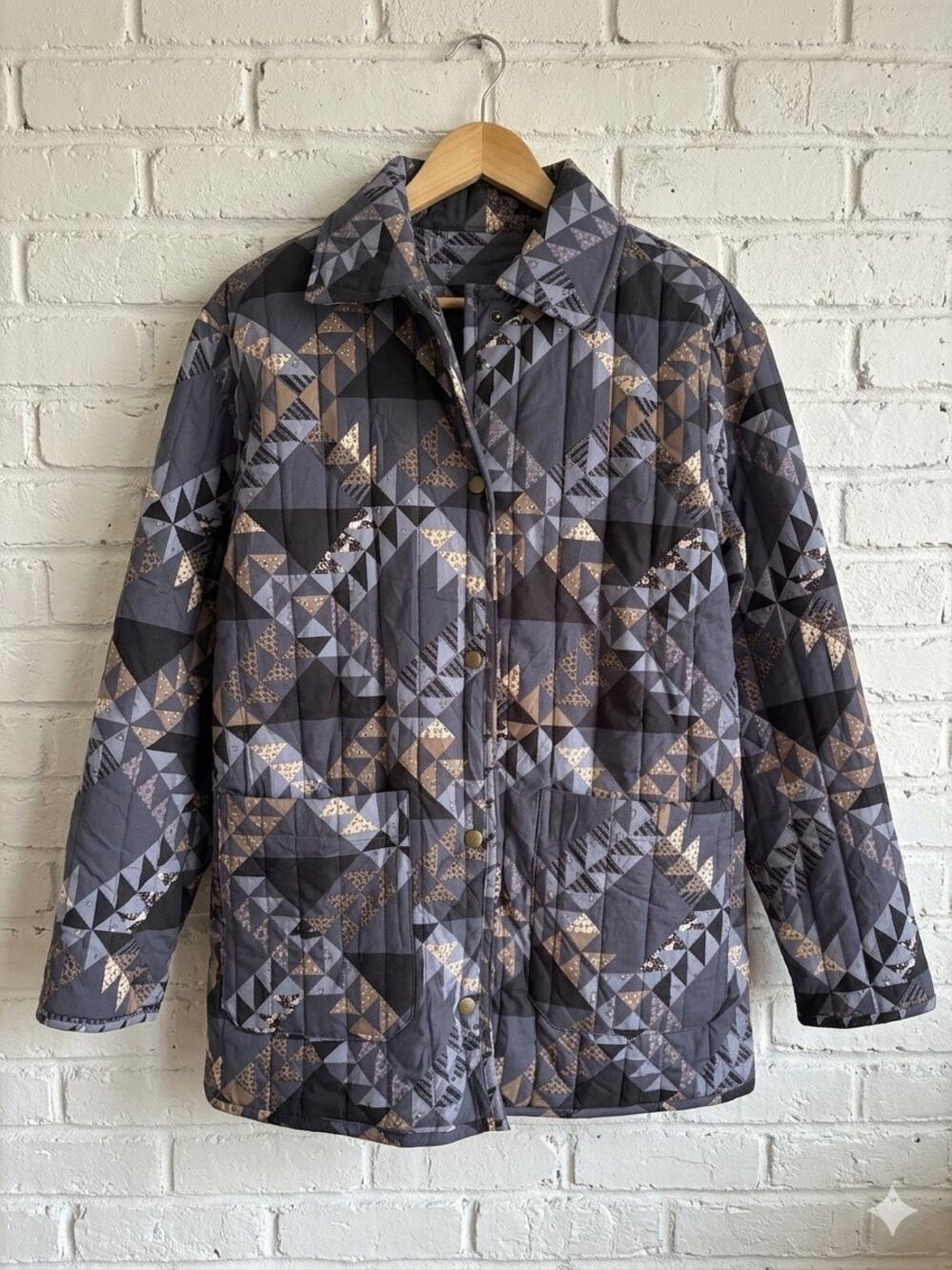Universal Thread Quilted Patchwork Chore Jacket XS Boho Geometric Coastal Coat